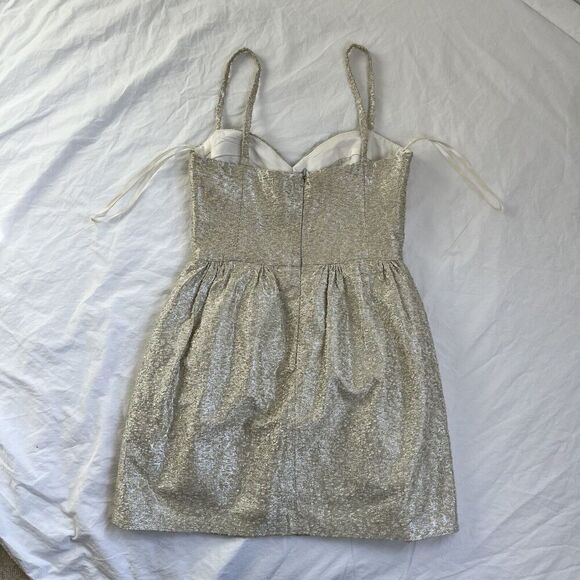 Camilla And Marc Metallic Bustier Mini Dress Size 6 Champagne Gold Tulip Party - Picture 9 of 13